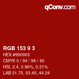 Color code: RGB 153 9 3 | qconv.com