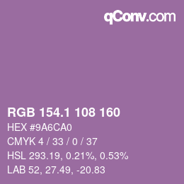 カラーコード: RGB 154.1 108 160 | qconv.com