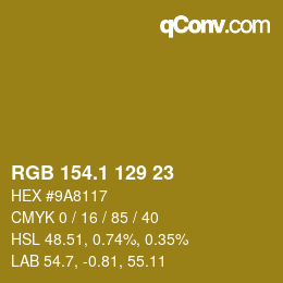 カラーコード: RGB 154.1 129 23 | qconv.com