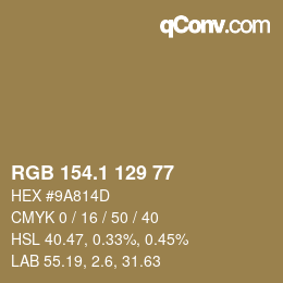 Color code: RGB 154.1 129 77 | qconv.com
