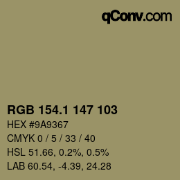 カラーコード: RGB 154.1 147 103 | qconv.com