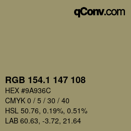 カラーコード: RGB 154.1 147 108 | qconv.com