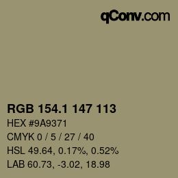Color code: RGB 154.1 147 113 | qconv.com