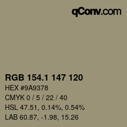 カラーコード: RGB 154.1 147 120 | qconv.com