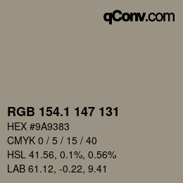 カラーコード: RGB 154.1 147 131 | qconv.com