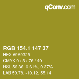 カラーコード: RGB 154.1 147 37 | qconv.com
