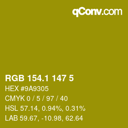 カラーコード: RGB 154.1 147 5 | qconv.com