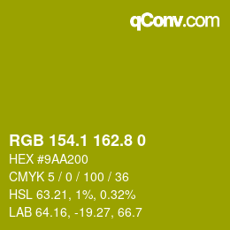 カラーコード: RGB 154.1 162.8 0 | qconv.com