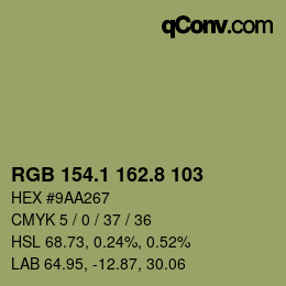 Color code: RGB 154.1 162.8 103 | qconv.com