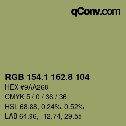 Color code: RGB 154.1 162.8 104 | qconv.com