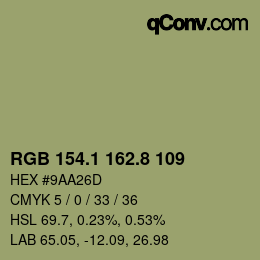 Color code: RGB 154.1 162.8 109 | qconv.com
