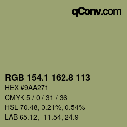 Color code: RGB 154.1 162.8 113 | qconv.com