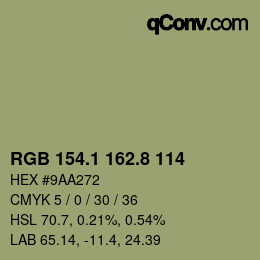 Color code: RGB 154.1 162.8 114 | qconv.com