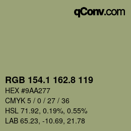 Color code: RGB 154.1 162.8 119 | qconv.com
