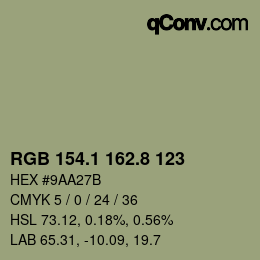 カラーコード: RGB 154.1 162.8 123 | qconv.com