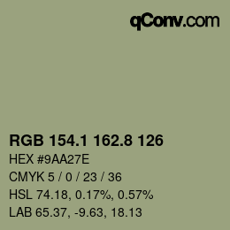 Color code: RGB 154.1 162.8 126 | qconv.com