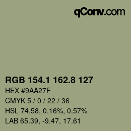Color code: RGB 154.1 162.8 127 | qconv.com