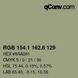 Farbcode: RGB 154.1 162.8 129 | qconv.com