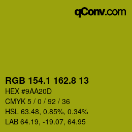 カラーコード: RGB 154.1 162.8 13 | qconv.com