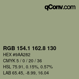 Farbcode: RGB 154.1 162.8 130 | qconv.com