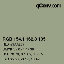 Color code: RGB 154.1 162.8 135 | qconv.com