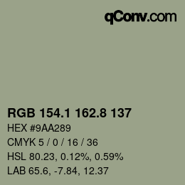 Color code: RGB 154.1 162.8 137 | qconv.com