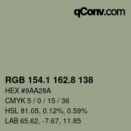 Color code: RGB 154.1 162.8 138 | qconv.com