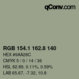 Farbcode: RGB 154.1 162.8 140 | qconv.com