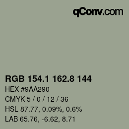 Color code: RGB 154.1 162.8 144 | qconv.com