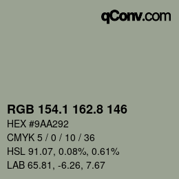 カラーコード: RGB 154.1 162.8 146 | qconv.com