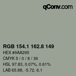 Farbcode: RGB 154.1 162.8 149 | qconv.com