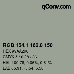Farbcode: RGB 154.1 162.8 150 | qconv.com