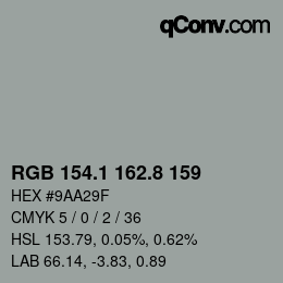 Color code: RGB 154.1 162.8 159 | qconv.com
