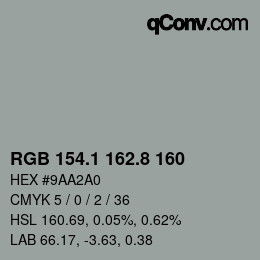 Code couleur: RGB 154.1 162.8 160 | qconv.com