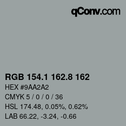 Code couleur: RGB 154.1 162.8 162 | qconv.com