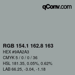 Color code: RGB 154.1 162.8 163 | qconv.com