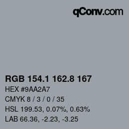 カラーコード: RGB 154.1 162.8 167 | qconv.com