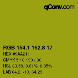 カラーコード: RGB 154.1 162.8 17 | qconv.com