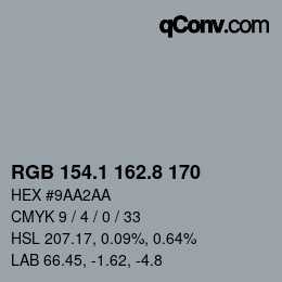 Color code: RGB 154.1 162.8 170 | qconv.com