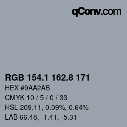 Color code: RGB 154.1 162.8 171 | qconv.com