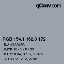 Color code: RGB 154.1 162.8 172 | qconv.com