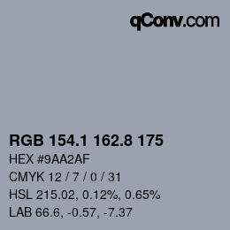 Color code: RGB 154.1 162.8 175 | qconv.com