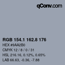 Color code: RGB 154.1 162.8 176 | qconv.com