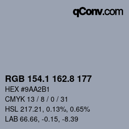 Color code: RGB 154.1 162.8 177 | qconv.com