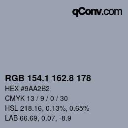 Farbcode: RGB 154.1 162.8 178 | qconv.com