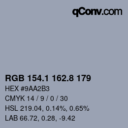 Color code: RGB 154.1 162.8 179 | qconv.com