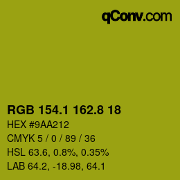 カラーコード: RGB 154.1 162.8 18 | qconv.com