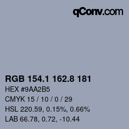 Color code: RGB 154.1 162.8 181 | qconv.com