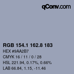 Color code: RGB 154.1 162.8 183 | qconv.com