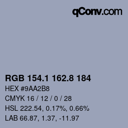 Farbcode: RGB 154.1 162.8 184 | qconv.com